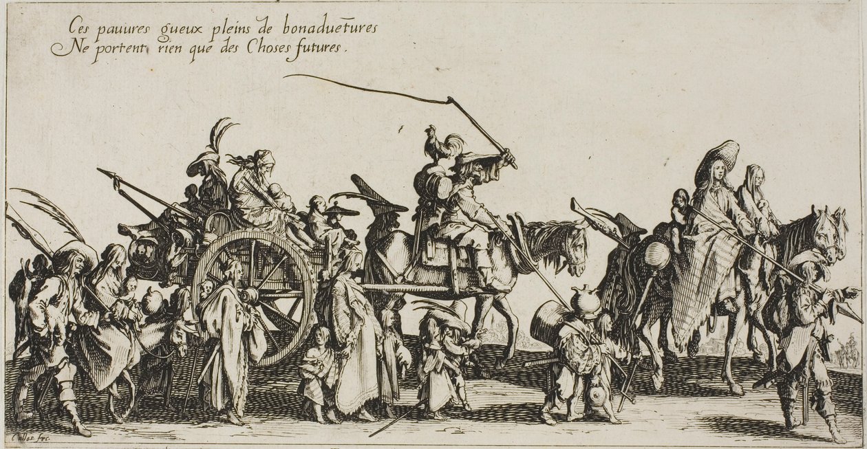 Die Bohemiens marschieren: Die Nachhut, aus Die Bohemiens von Jacques Callot