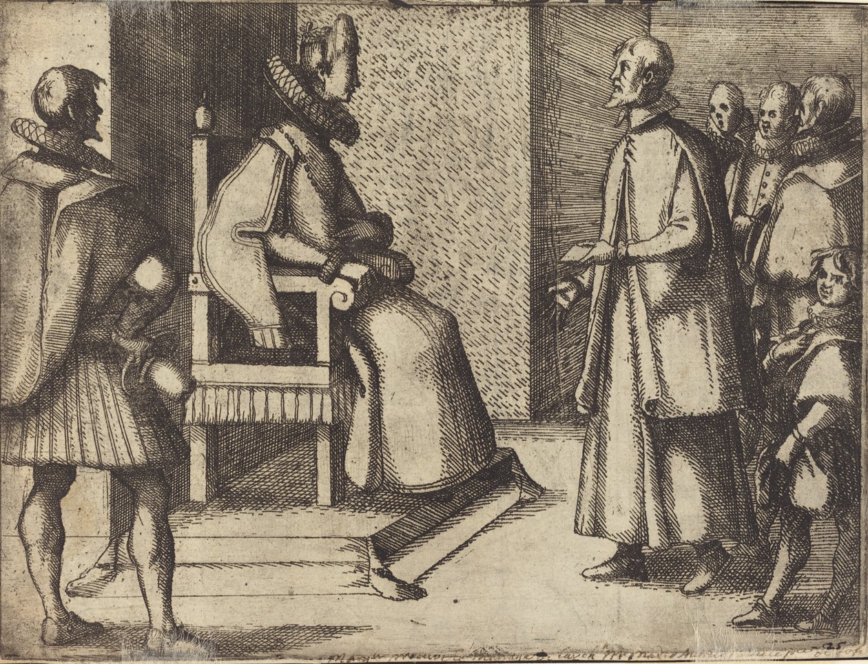Der Gesandte der Toskana dankt der Königin (verso) von Jacques Callot