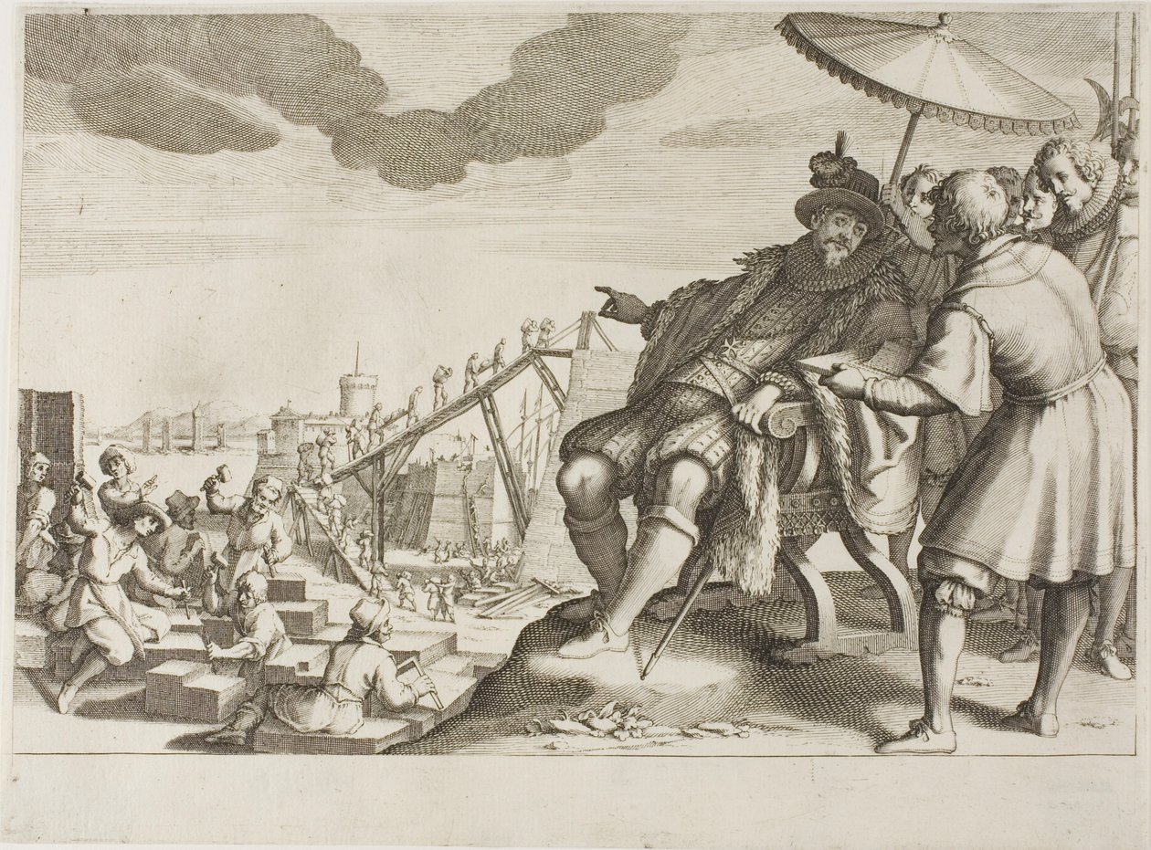 Der Großherzog befestigt den Hafen von Livorno, aus dem Leben von Ferdinando I. de’ Medici von Jacques Callot