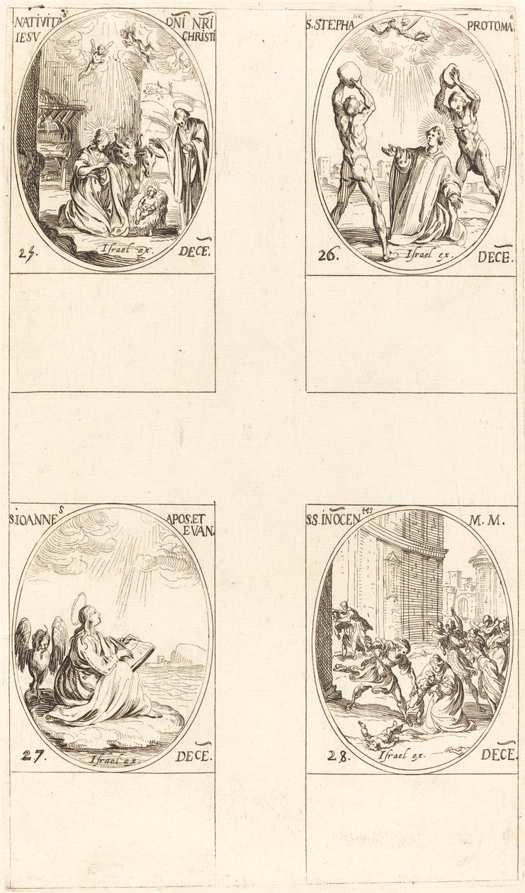 Die Geburt Christi, St. Stephan, St. Johannes, Heilige Unschuldige von Jacques Callot