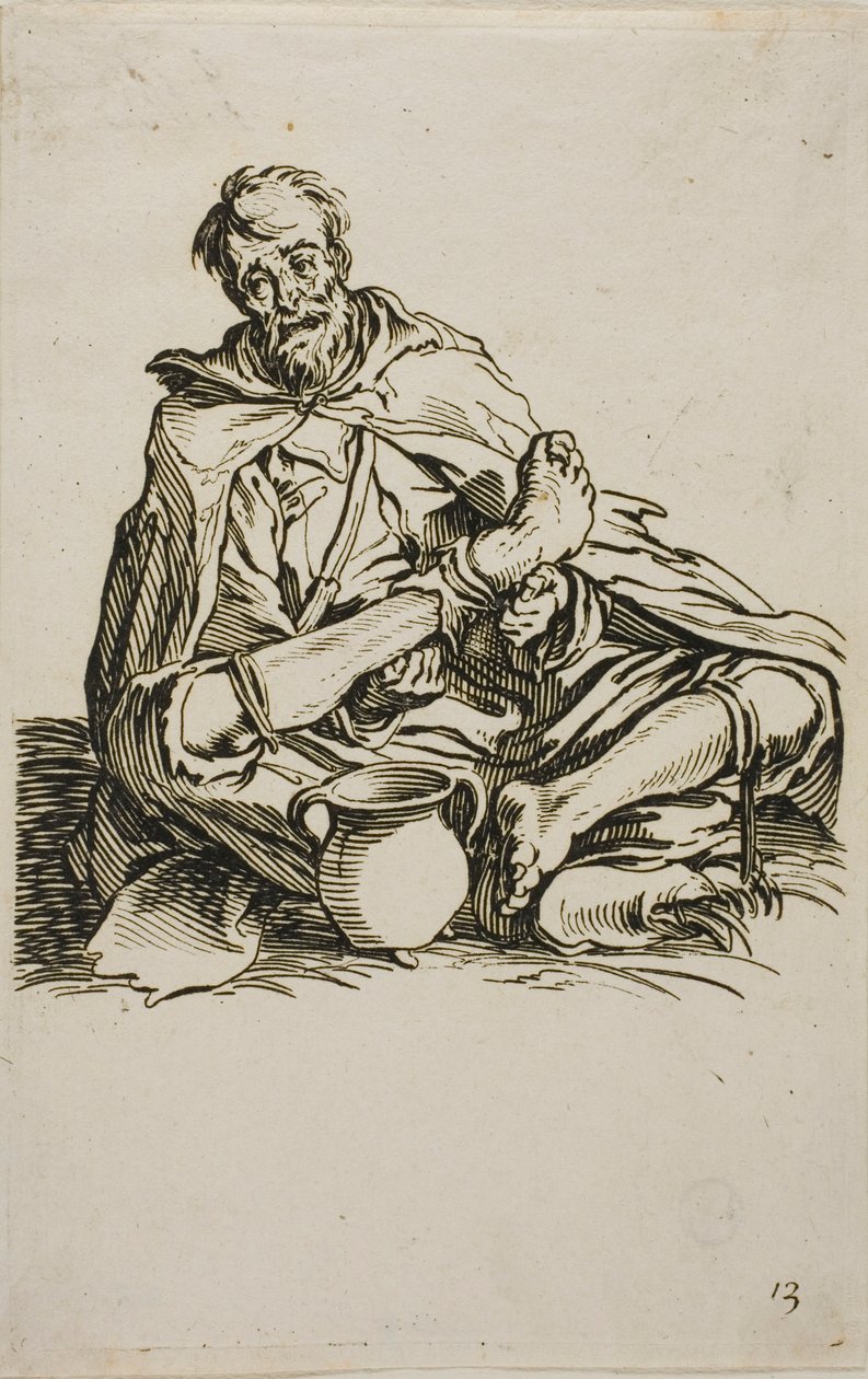 Der Kränkliche, Platte dreizehn aus Die Bettler von Jacques Callot