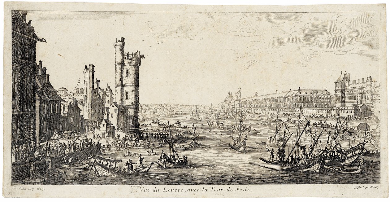 Blick von der Seine auf den Louvre rechts von Jacques Callot