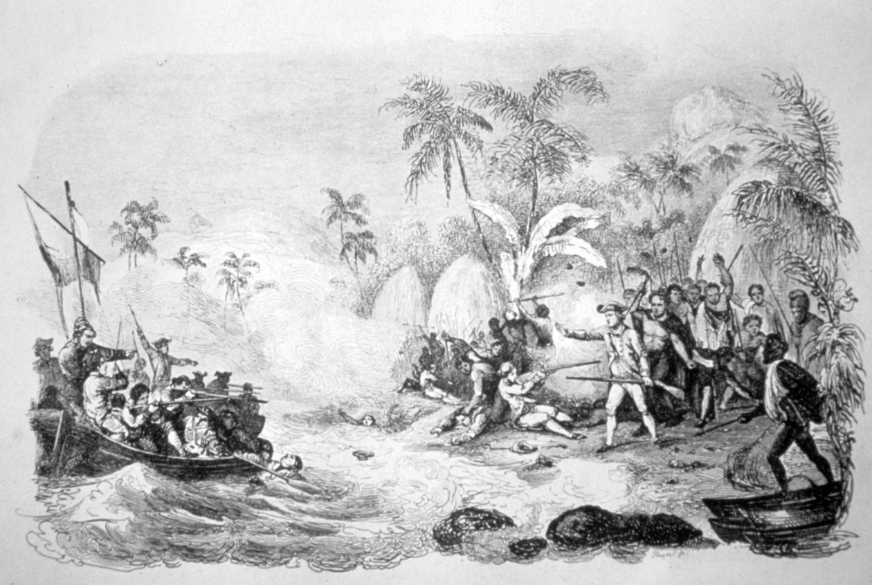 Tod von Captain Cook, 1779 um 1819 von Jacques Etienne Victor Arago