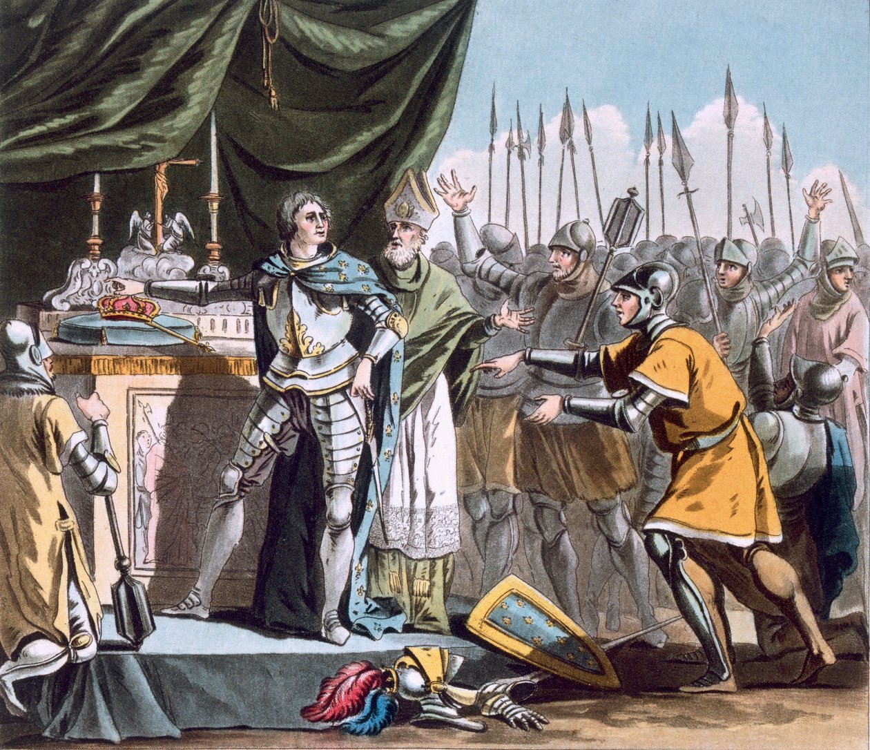 Der historische Tag von Bouvines im Jahr 1214, graviert von Jean Baptiste Morret (fl. 1790-1820), 1790 von Jacques Francois Joseph Swebach