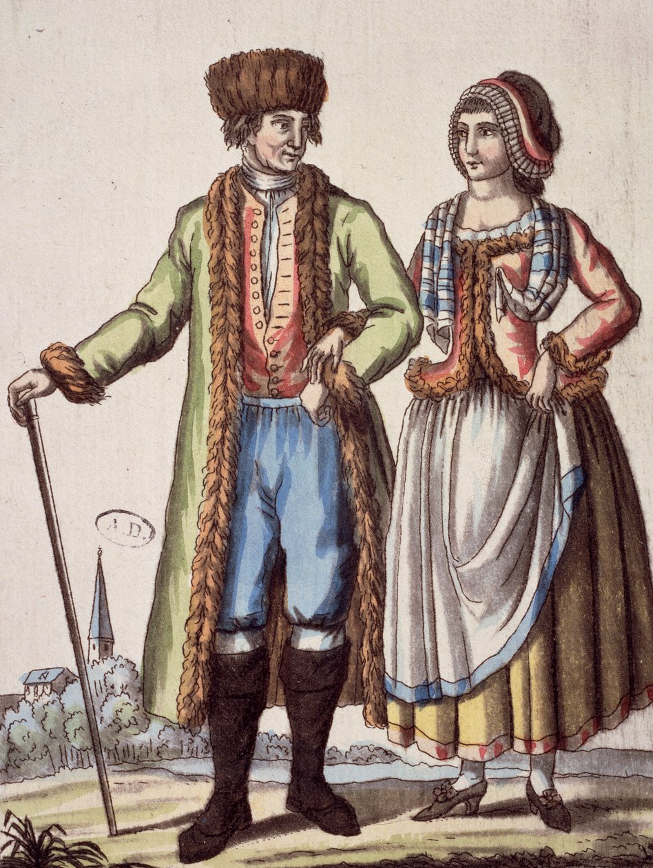 Paar aus Prag, Gravur von Jacques Grasset de Saint-Sauveur von Jacques Grasset de Saint Sauveur