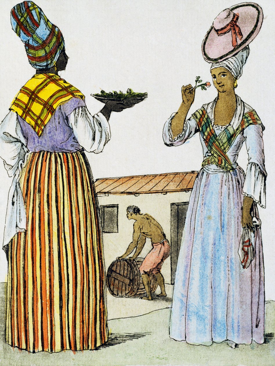 Blumenhändler in Santo Domingo, Farbgravur nach einer Zeichnung von Labrousse, aus Encyclopedie des Voyages, von Jacques Grasset de Saint-Sauveur von Jacques Grasset de Saint Sauveur