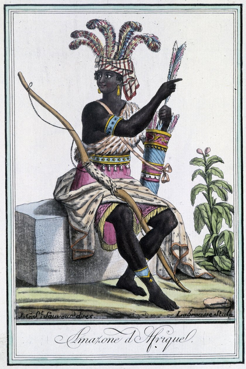 Amazonen aus Afrika - in "Encyclopedia of Travels" von Grasset St Sauveur, ed. 1796 von Jacques Grasset de Saint Sauveur