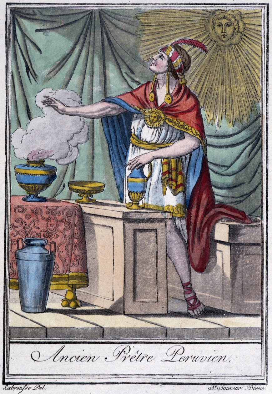 Ehemaliger peruanischer Priester (Inka) - in „Enzyklopädie der Reisen“ von J. Grasset-Saint-Sauveur, Paris von Jacques Grasset de Saint Sauveur