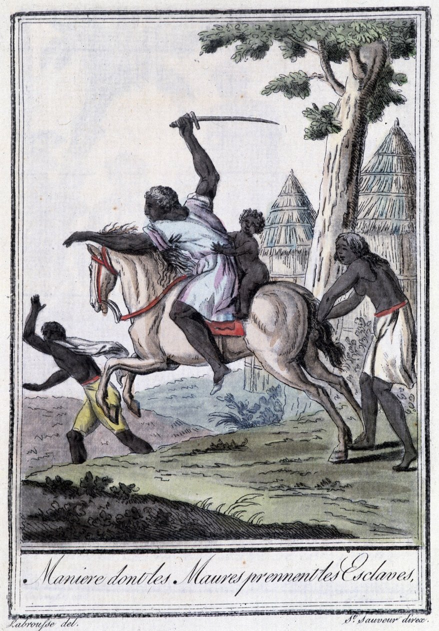 Wie die Mauren Sklaven nehmen - in „Enzyklopädie der Reisen“ von Grasset Saint Sauveur, ed. Paris 1796 von Jacques Grasset de Saint Sauveur