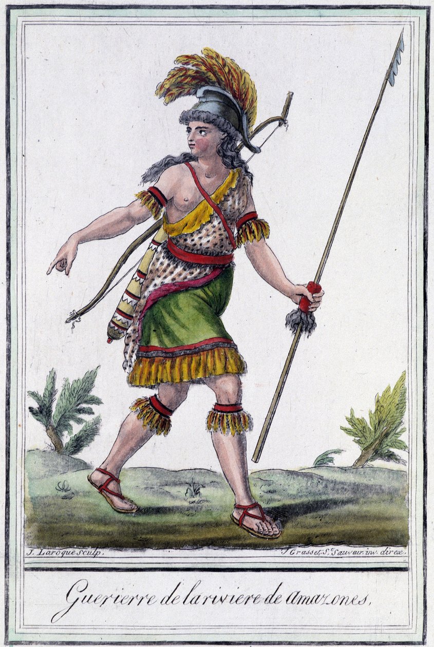 Krieger des Amazonas (in „Enzyklopädie der Reisen“ von Grasset St Sauveur, herausgegeben 1796) von Jacques Grasset de Saint Sauveur