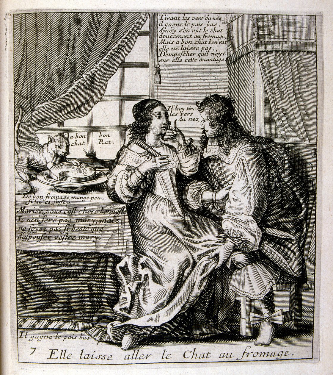 17. Jahrhundert gravierte Illustration aus einer Sammlung von Sprichwörtern. Paris 1657-1663. Von Jacques Lagniet (1620-1675). Französischer Graveur. Von ihm viele sozialkritische Gravuren und Spottbilder wie seine manchmal grotesken und fantastischen Illu von Jacques Lagniet