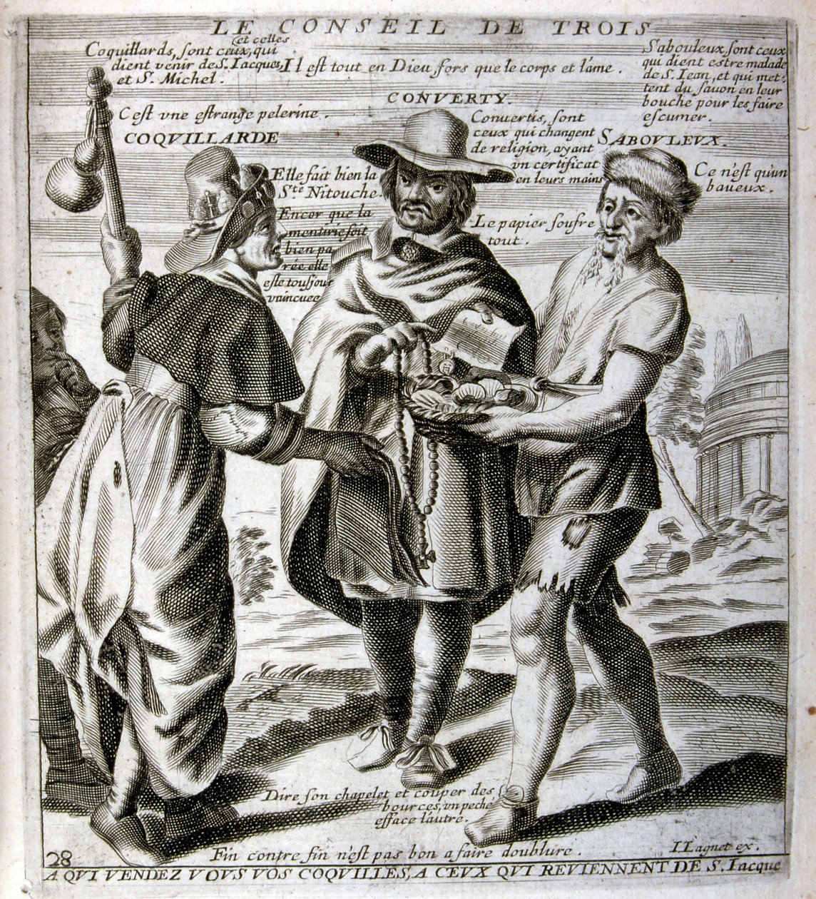 17. Jahrhundert gravierte Illustration aus einer Sammlung von Sprichwörtern. Paris 1657-1663. Von Jacques Lagniet von Jacques Lagniet