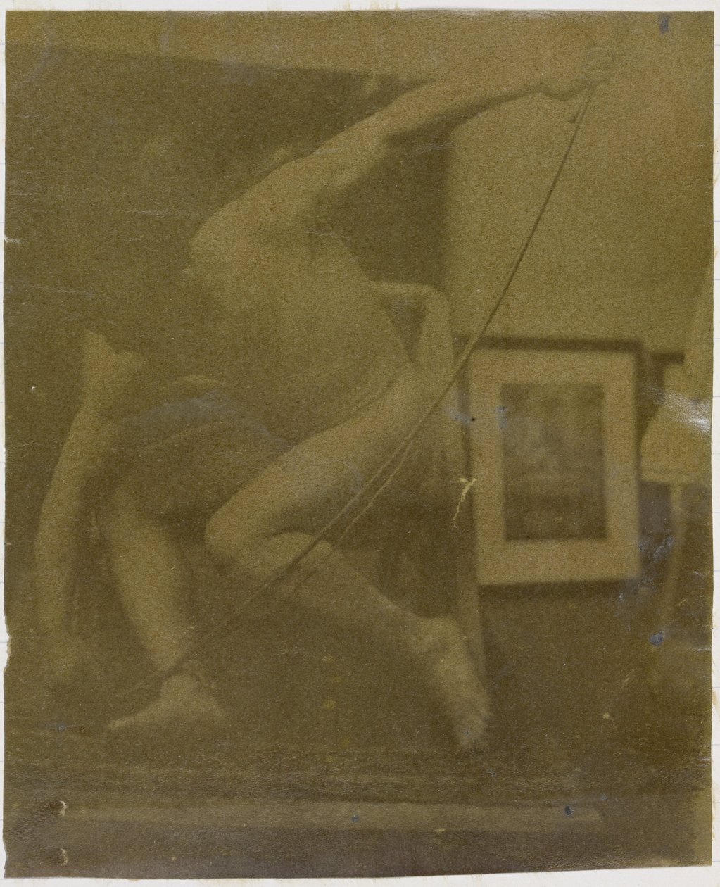 Studie eines männlichen Aktmodells, hockend mit einem Bogen in der Hand, im Atelier von Jacques de Lalaing von Jacques Lalaing (attributed to)