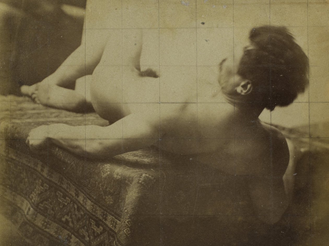 Studie eines männlichen Aktmodells, liegend, im Atelier von Jacques de Lalaing von Jacques Lalaing (attributed to)