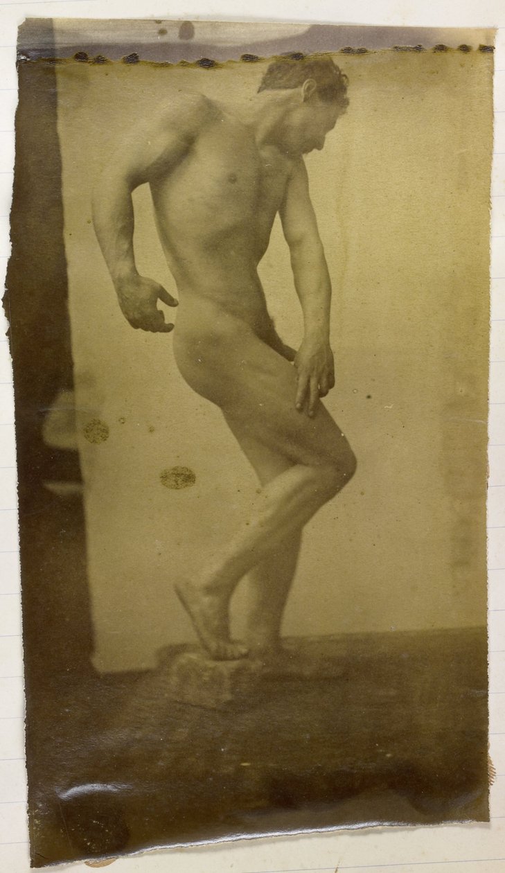 Studie eines männlichen Aktmodells, stehend und von der Seite gesehen, im Atelier von Jacques de Lalaing von Jacques Lalaing (attributed to)