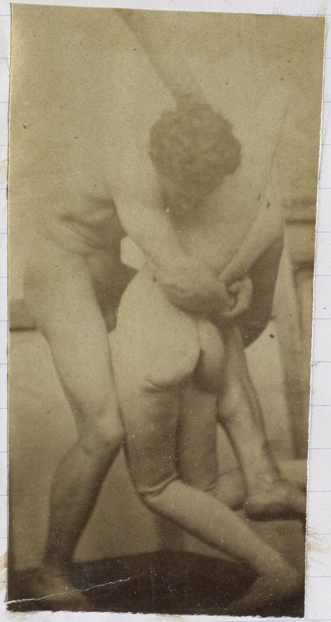 Studie eines männlichen Aktmodells, stehend und ringend mit einer Gliederpuppe, im Atelier von Jacques de Lalaing von Jacques Lalaing (attributed to)