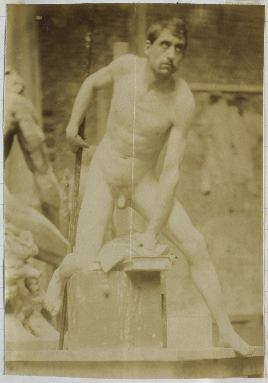 Studie eines männlichen Aktmodells, von vorne gesehen, im Atelier von Jacques de Lalaing von Jacques Lalaing (attributed to)