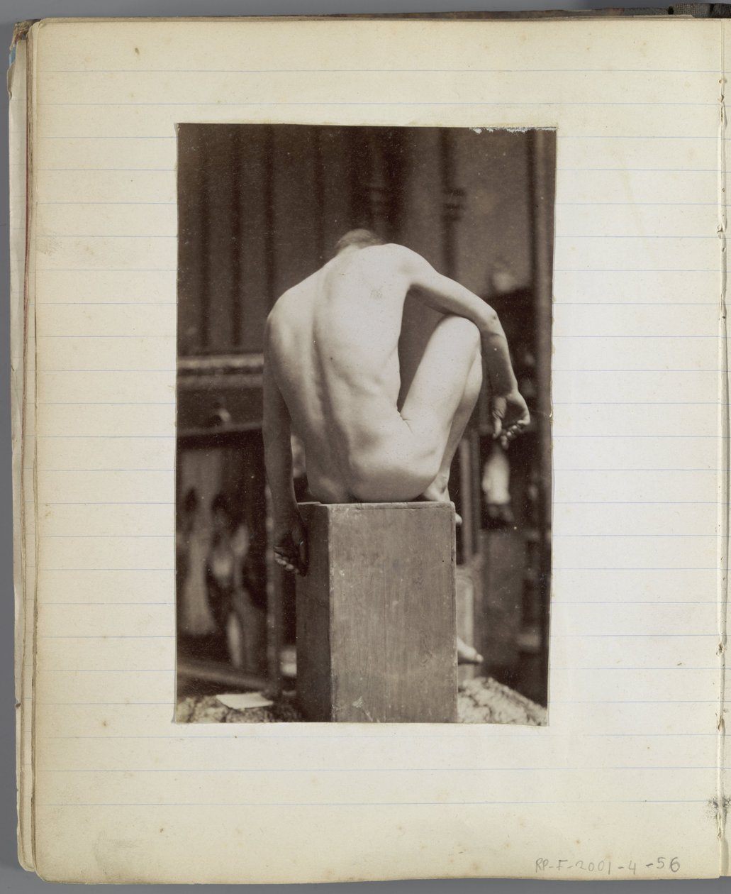 Studie eines männlichen Aktmodells, sitzend und von hinten gesehen, im Atelier von Jacques de Lalaing von Jacques Lalaing (attributed to)