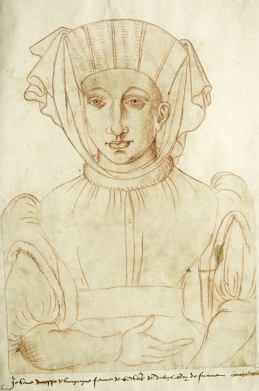 Jehenne de Bourgongne Frau von Philippes de Valoys König von Frankreich, fol. 6 des Recueil d