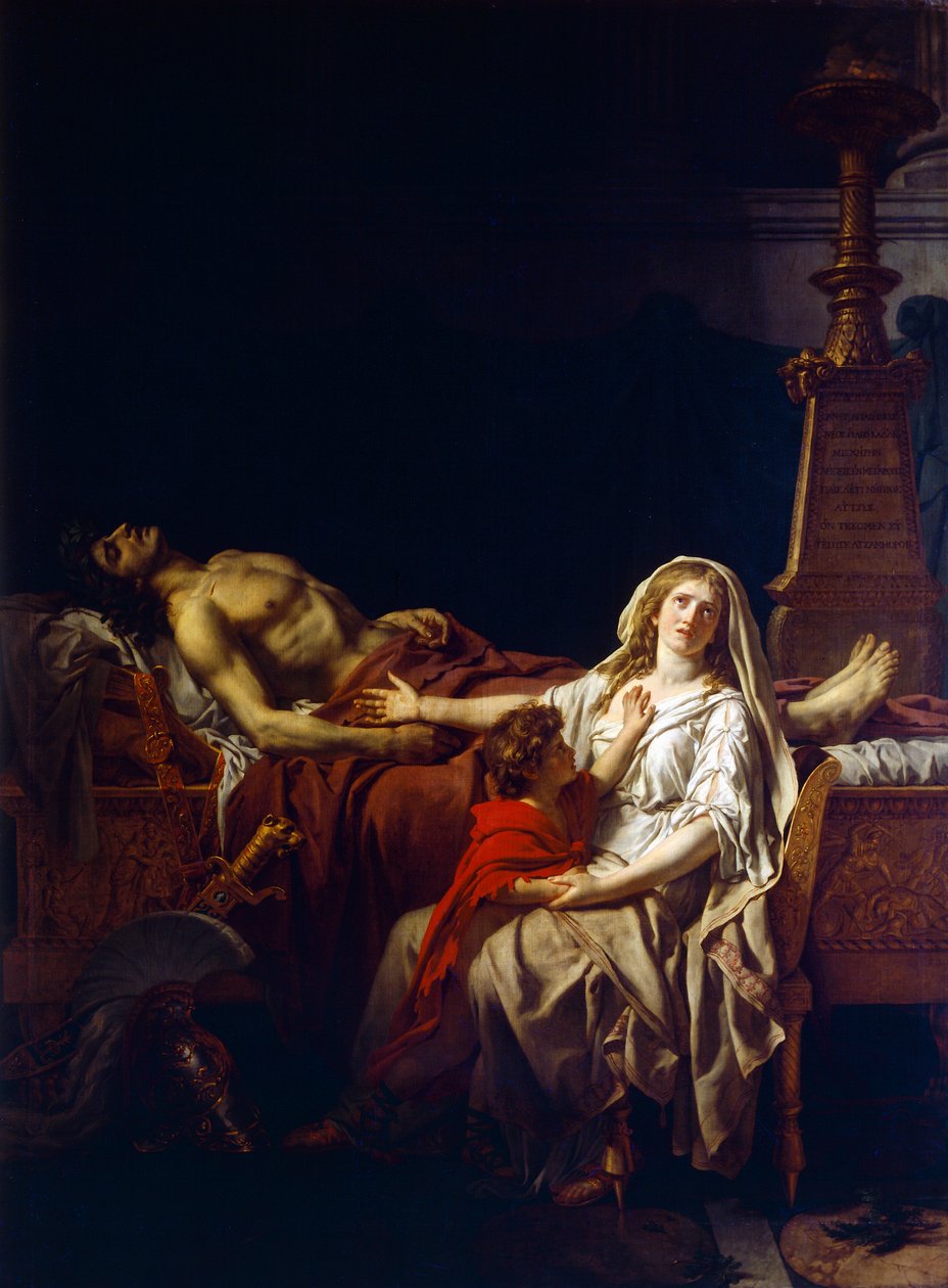Andromache trauert über den Körper von Hector, von Jacques-Louis David (1748-1825) von Jacques Louis (studio of) David