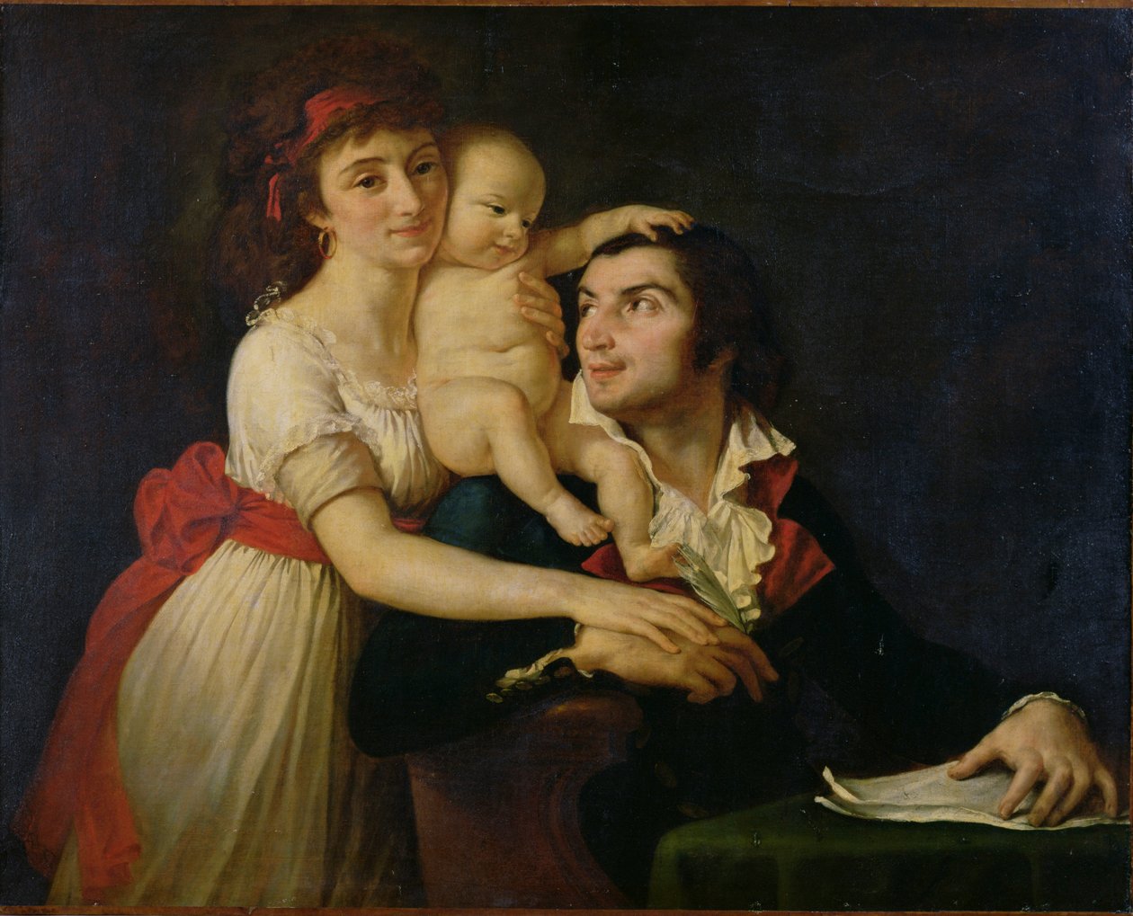 Camille Desmoulins (1760-94) seine Frau Lucile (1771-94) und ihr Sohn Horace-Camille (1792-1825) um 1792 von Jacques Louis (workshop of) David