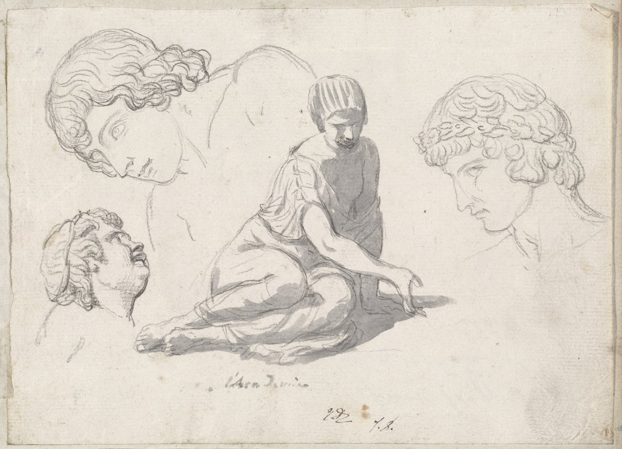 Würfelspieler und andere Studien nach antiken Skulpturen von Jacques Louis David