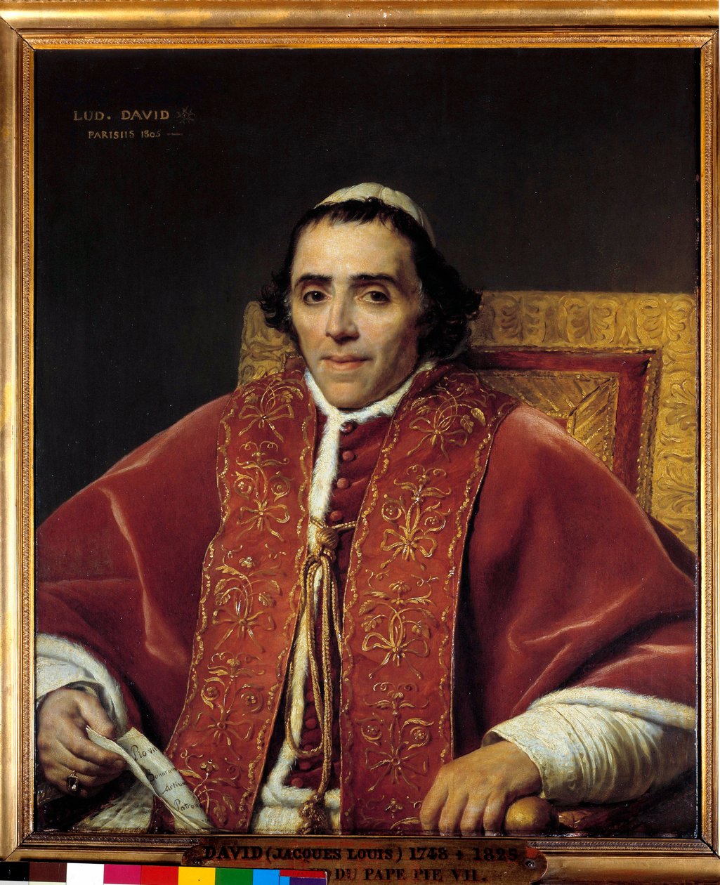 Halbporträt von Papst Pius VII (Gregoire Chiaramonti), Papst im Jahr 1800 (1742-1823) von Jacques Louis David