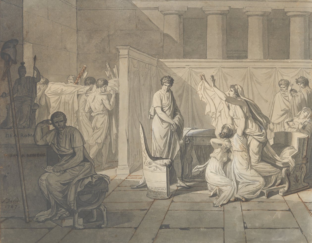Studie für Die Liktoren bringen Brutus die Leichen seiner Söhne, 1787 von Jacques Louis David