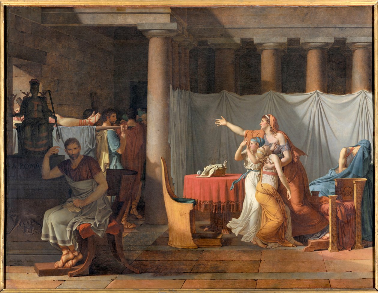 Die Liktoren berichten Lucius Junius Brutus die Leichen seiner Söhne von Jacques Louis David