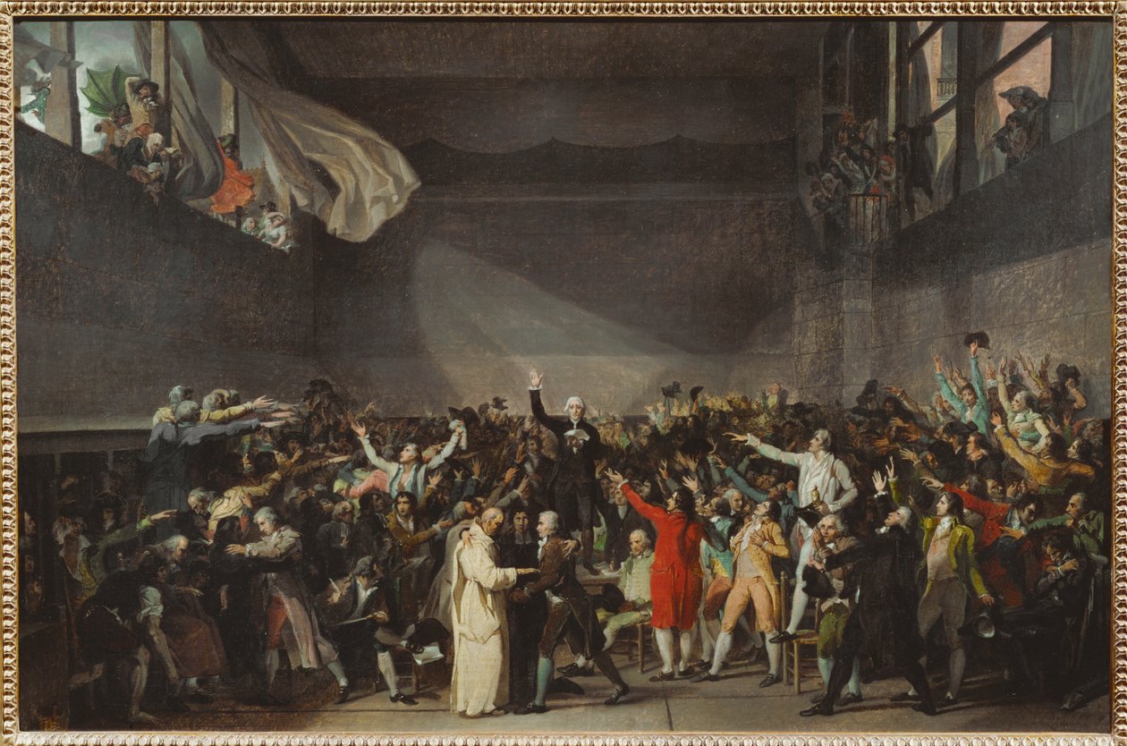 Der Eid des Ballhauses, als die drei Stände sich weigerten, sich auf königlichen Befehl aufzulösen von Jacques Louis David