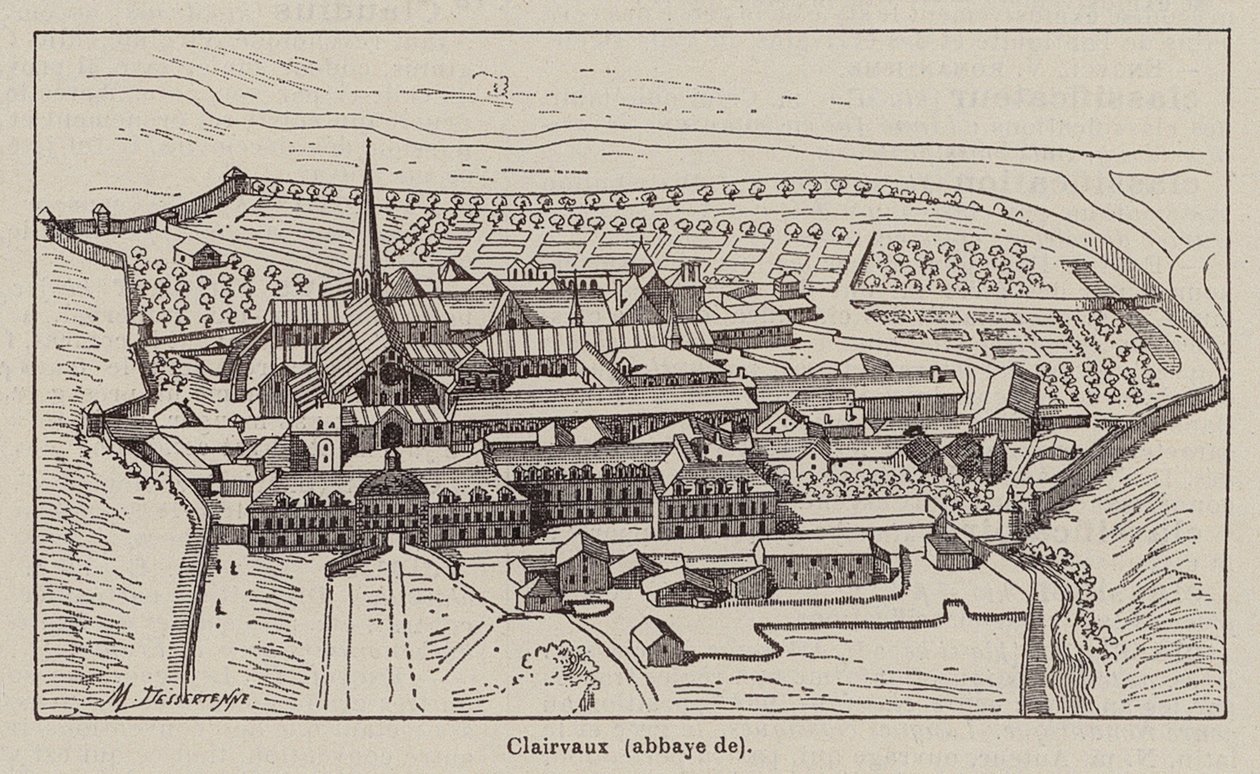 Clairvaux, Abtei (Lithografie) von Jacques Maurice Dessertenne