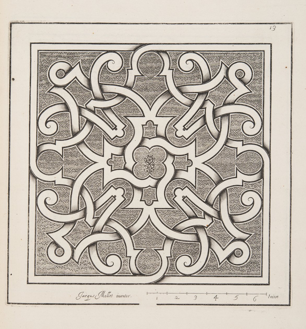 Entwurf für ein Parterre, aus Theatre des Plans et Jardinages, veröffentlicht 1652 von Jacques Mollet