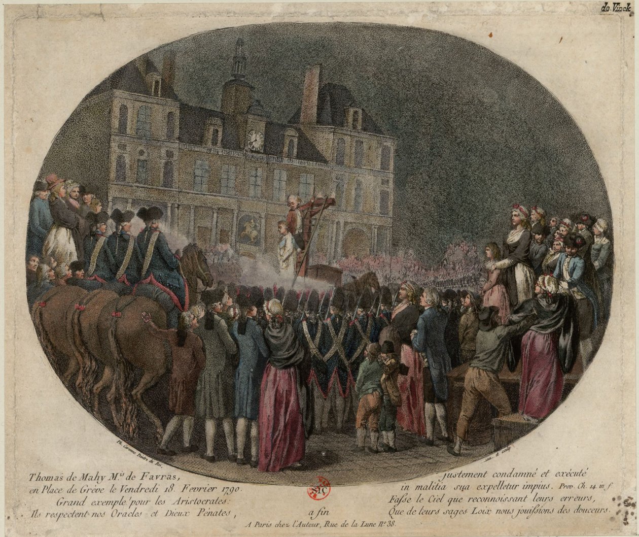Die Hinrichtung von Thomas de Mahy, Marquis de Favras 1744-1790, 18. Februar 1790, 1790 von Jacques Philippe Caresme