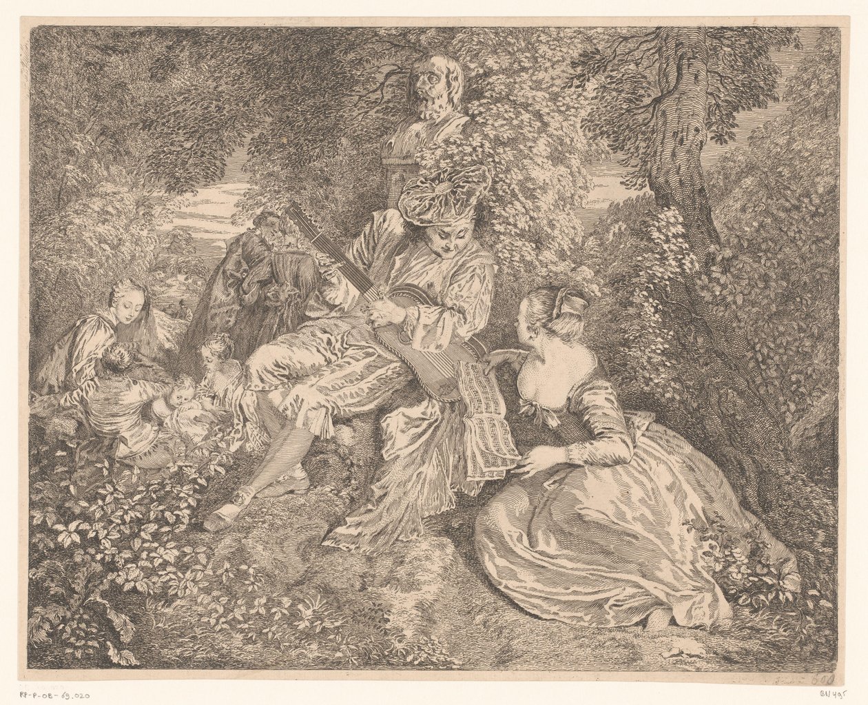 Elegante Gesellschaft musizierend im Garten von Jacques Philippe Le Bas