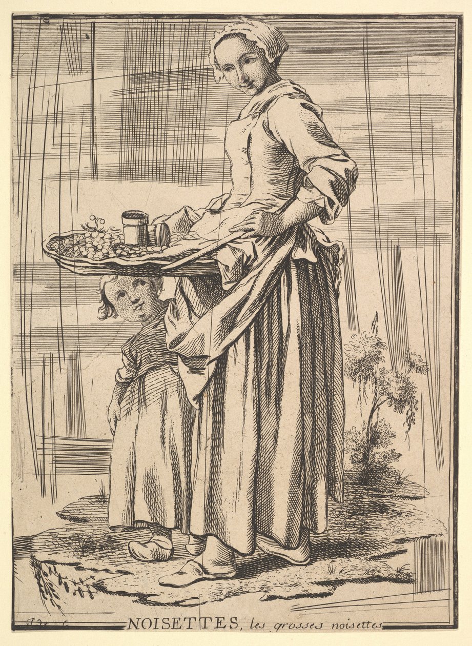 Rückseitige Kopie von Noisettes Nussknacker, aus Les Cris de Paris Die Schreie von Paris, 18. Jahrhundert von Jacques Philippe Le Bas
