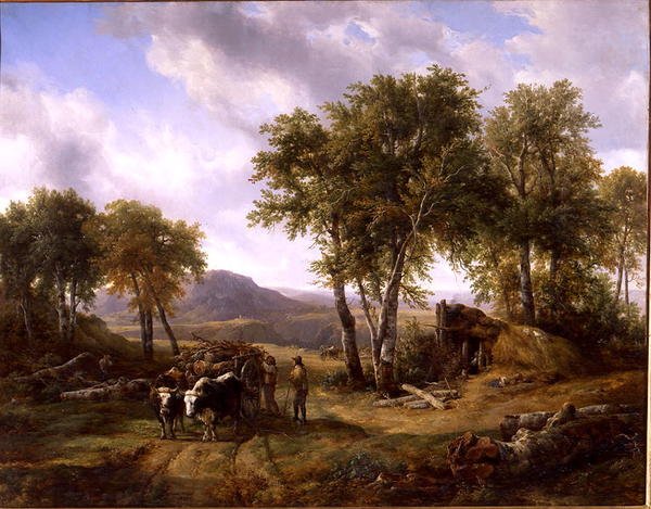 Holzfäller verlassen den Wald bei Millau, 1832 von Jacques Raymond Brascassat