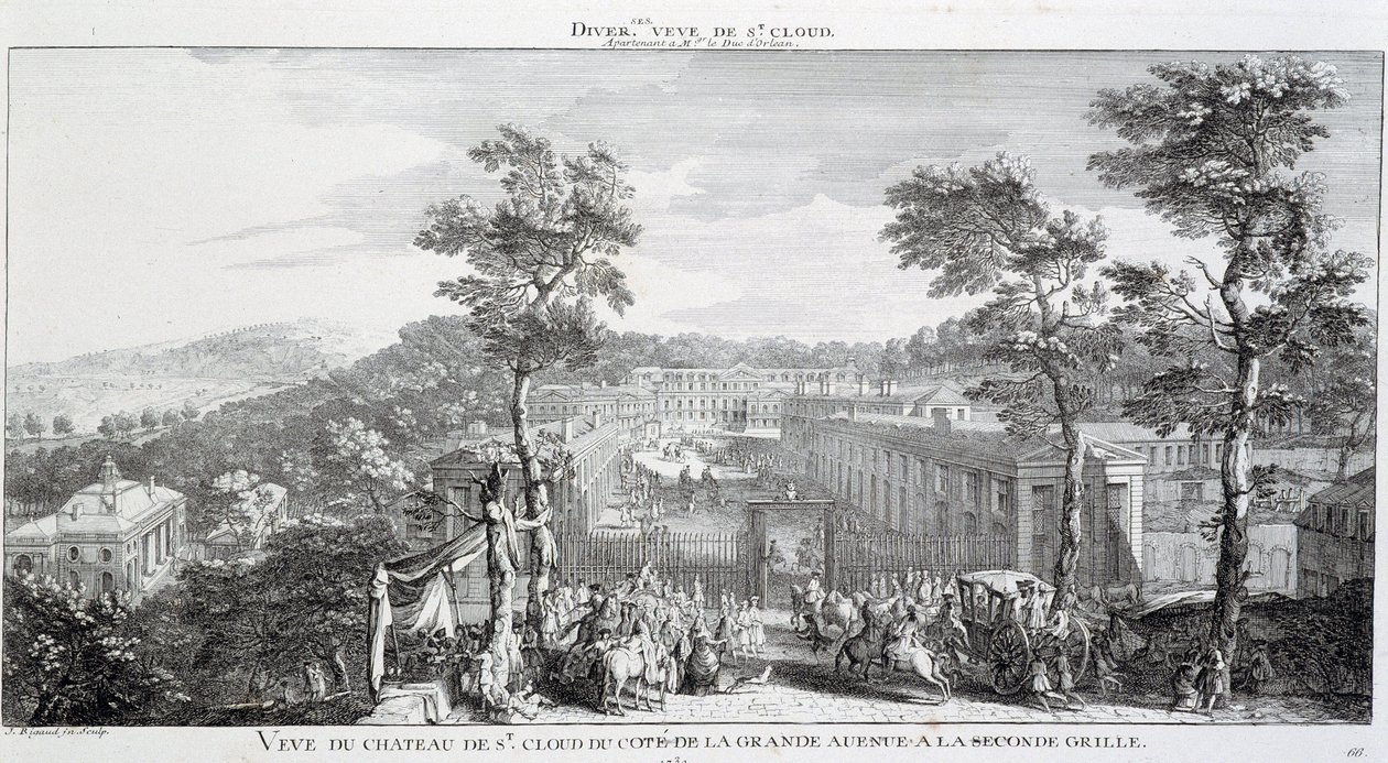 Ansicht des Schlosses im Park von St. Cloud, von der Seite der großen Allee. von Jacques Rigaud