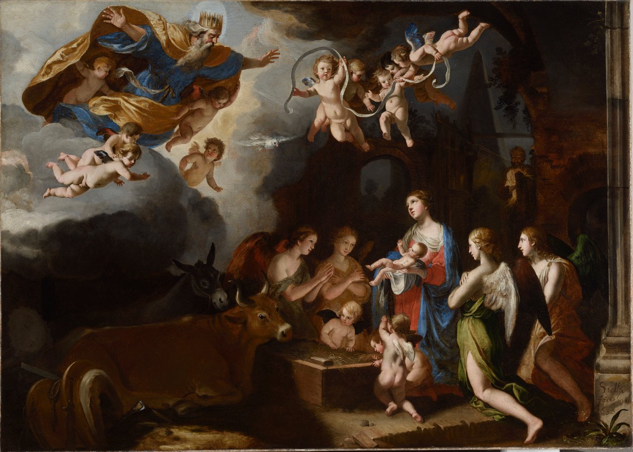 Die Anbetung des Christkindes, 1635 von Jacques Stella