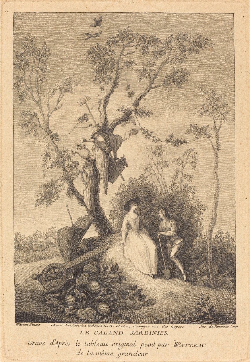 Der galante Gärtner von Jacques de Favanne after Antoine Watteau