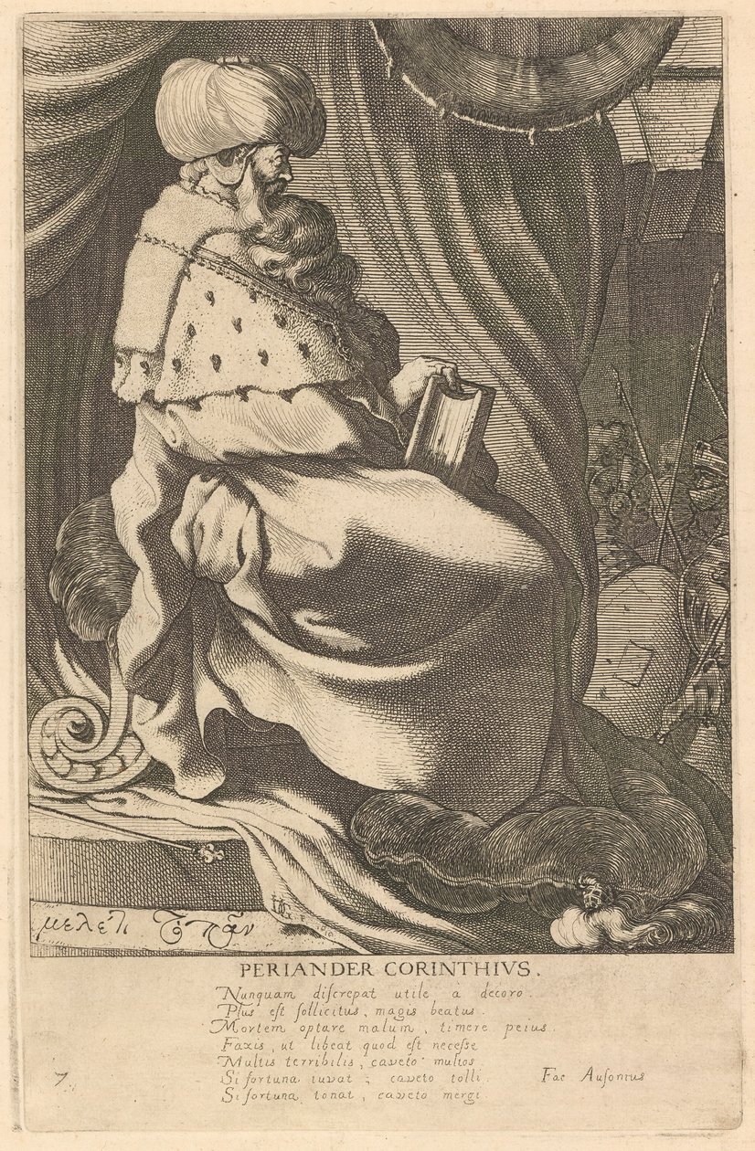 Periander Corinthius, Nr. 7 aus der Serie Die sieben Weisen von Griechenland von Jacques de Gheyn III