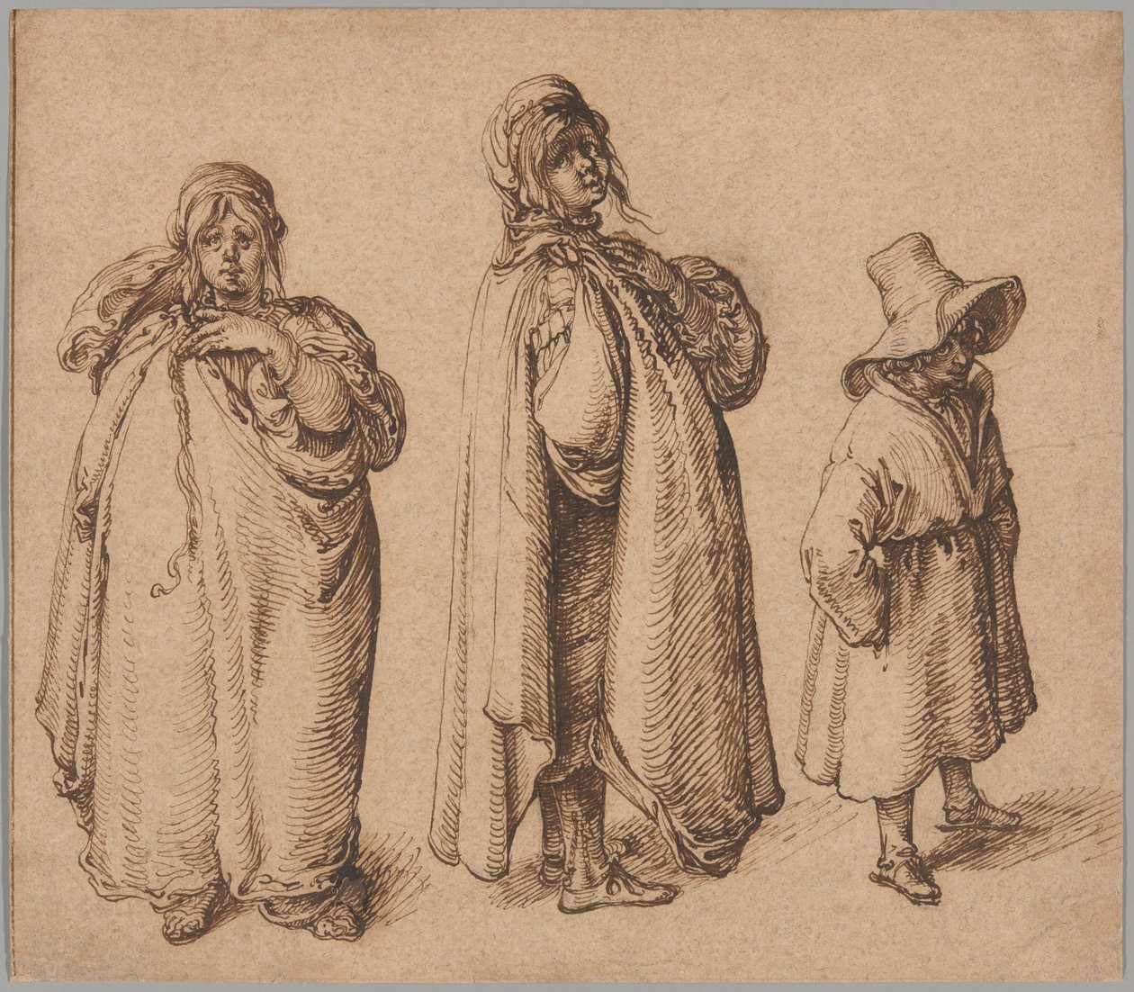 Zwei Studien einer Roma-Frau und eines Roma-Jungen mit großem Hut von Jacques de Gheyn II