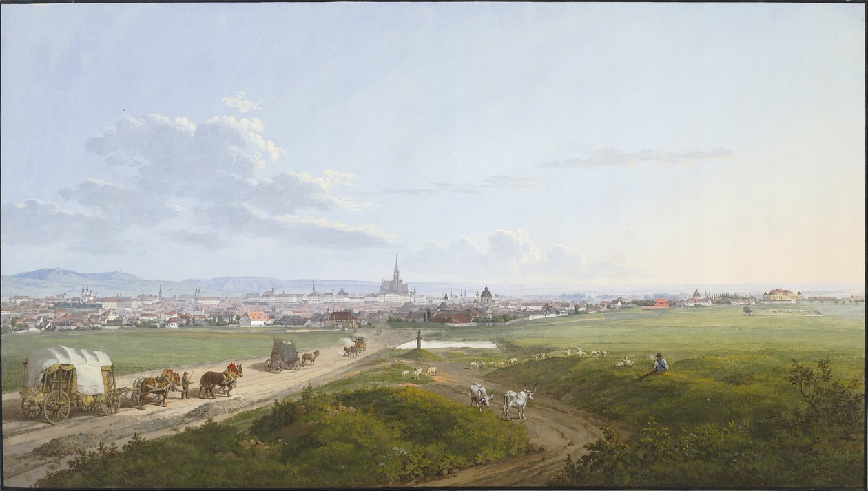 Blick auf Wien vom Spinner am Kreuz, 1817 von Jakob Alt