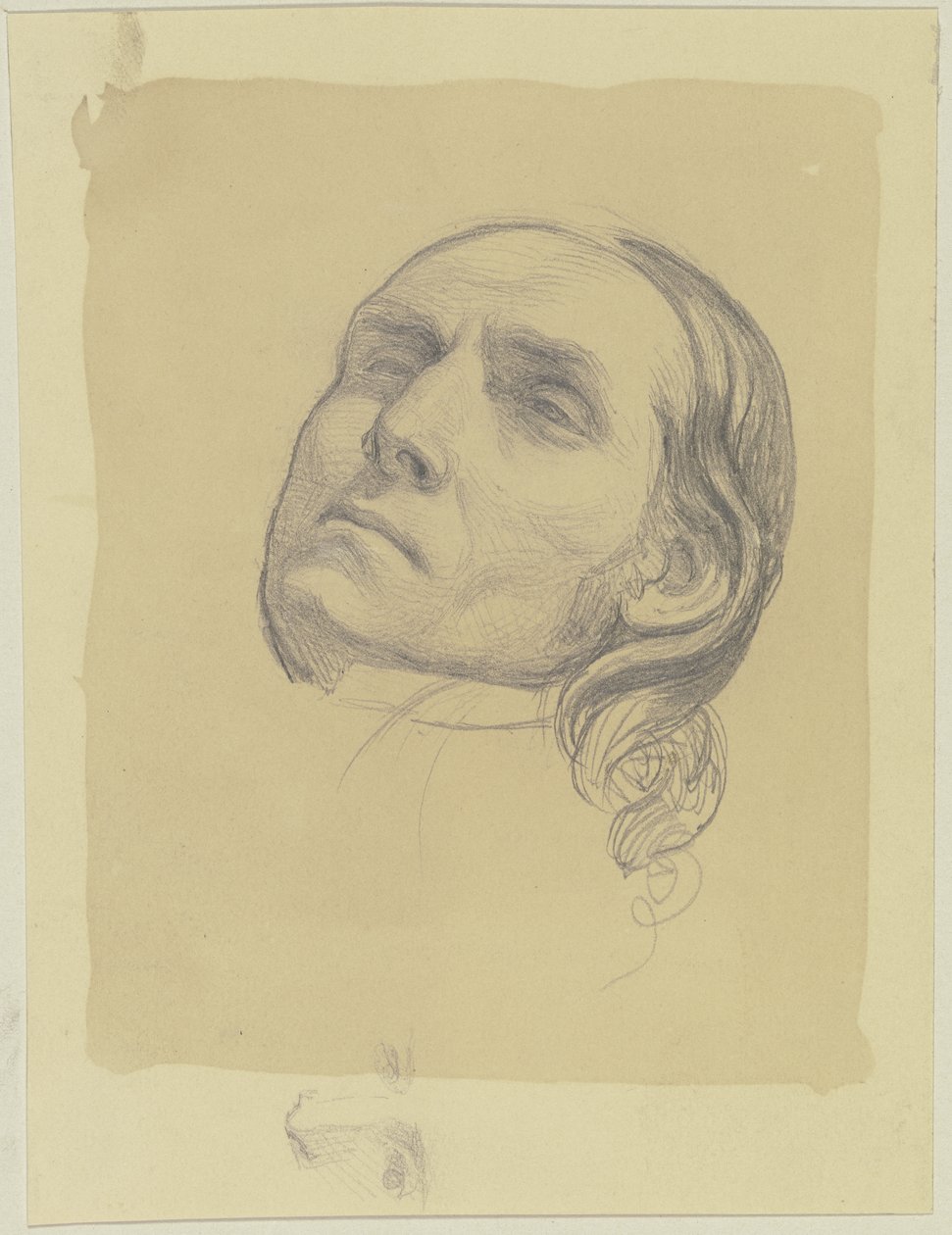 Liegender Kopf eines Bauern mit halbgeöffneten Augen von Jakob Becker