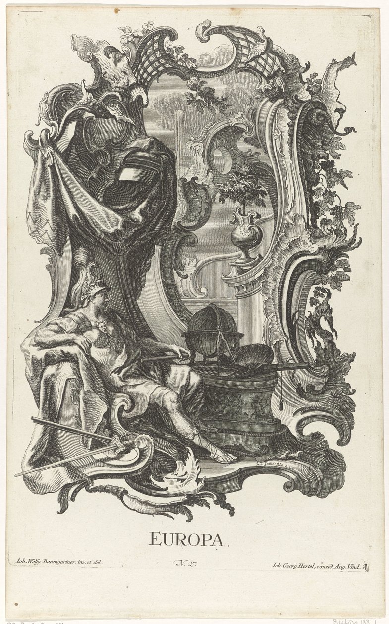Rocaille mit der Personifikation des Kontinents Europa von Jakob Gottlieb Thelott