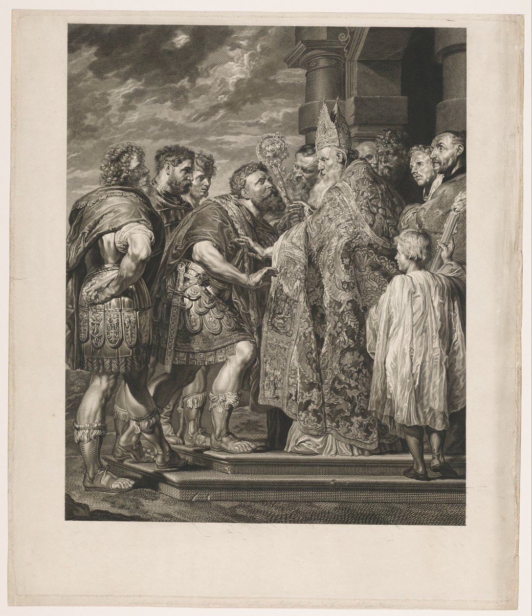 Hl. Ambrosius verweigert Kaiser Theodosius den Zutritt zur Kirche in Mailand von Jakob Matthias Schmutzer