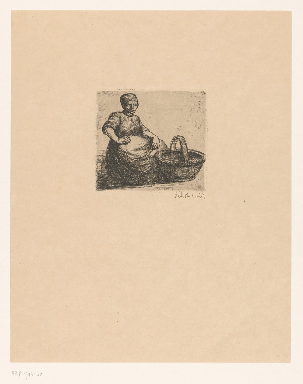 Bäuerin mit Korb von Jakob Smits (signed by artist)