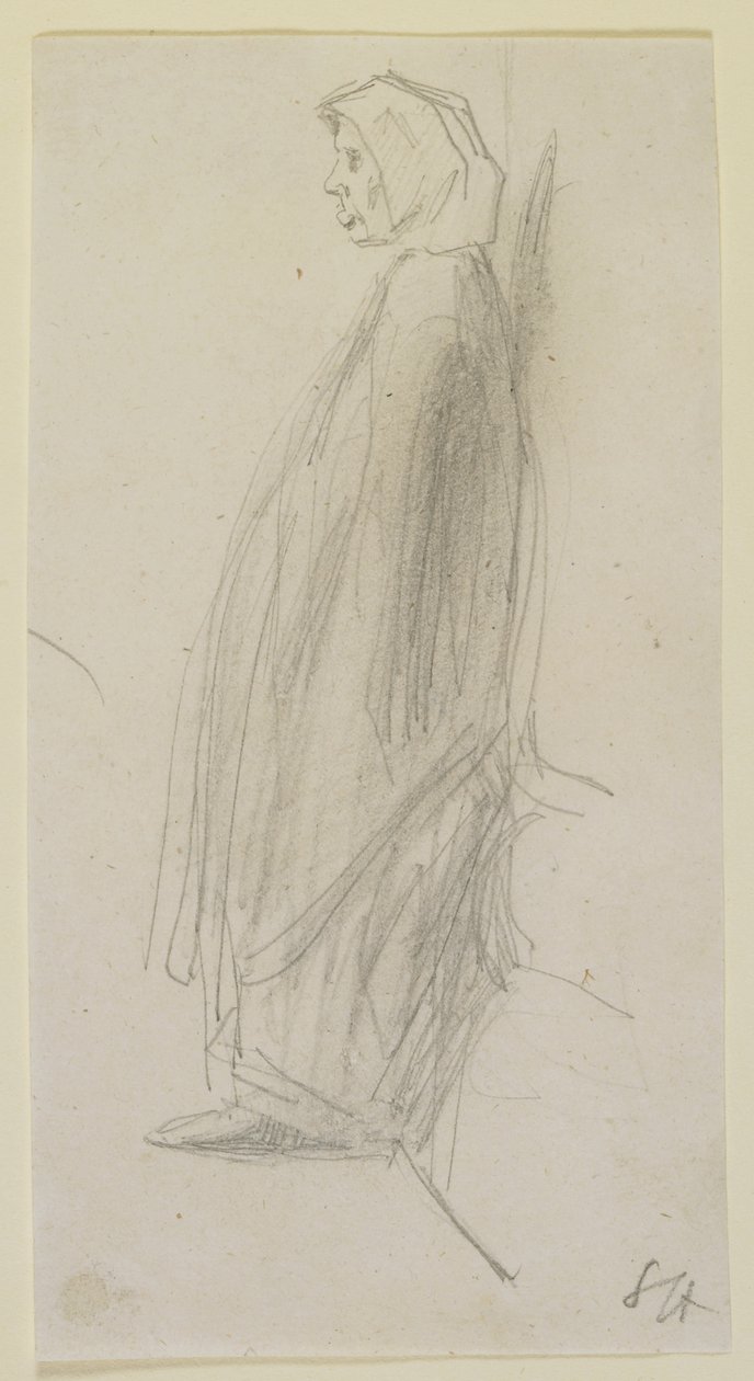 Profilschskizze einer alten Frau, die steht, 1858 von James Abbott McNeill Whistler