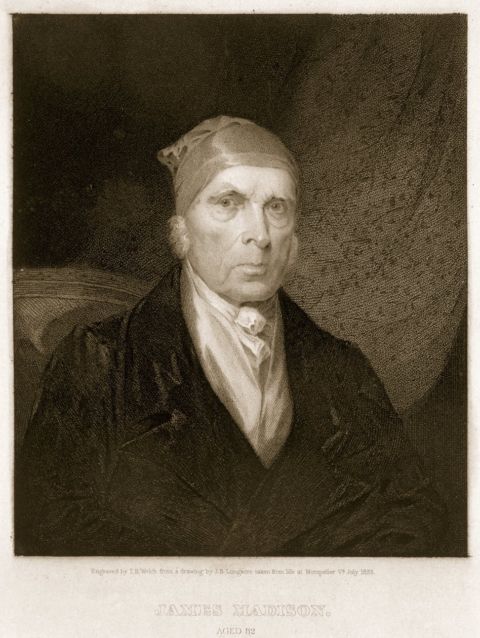 James Madison im Alter von 82 Jahren, graviert von Thomas B. Welch von James Barton Longacre
