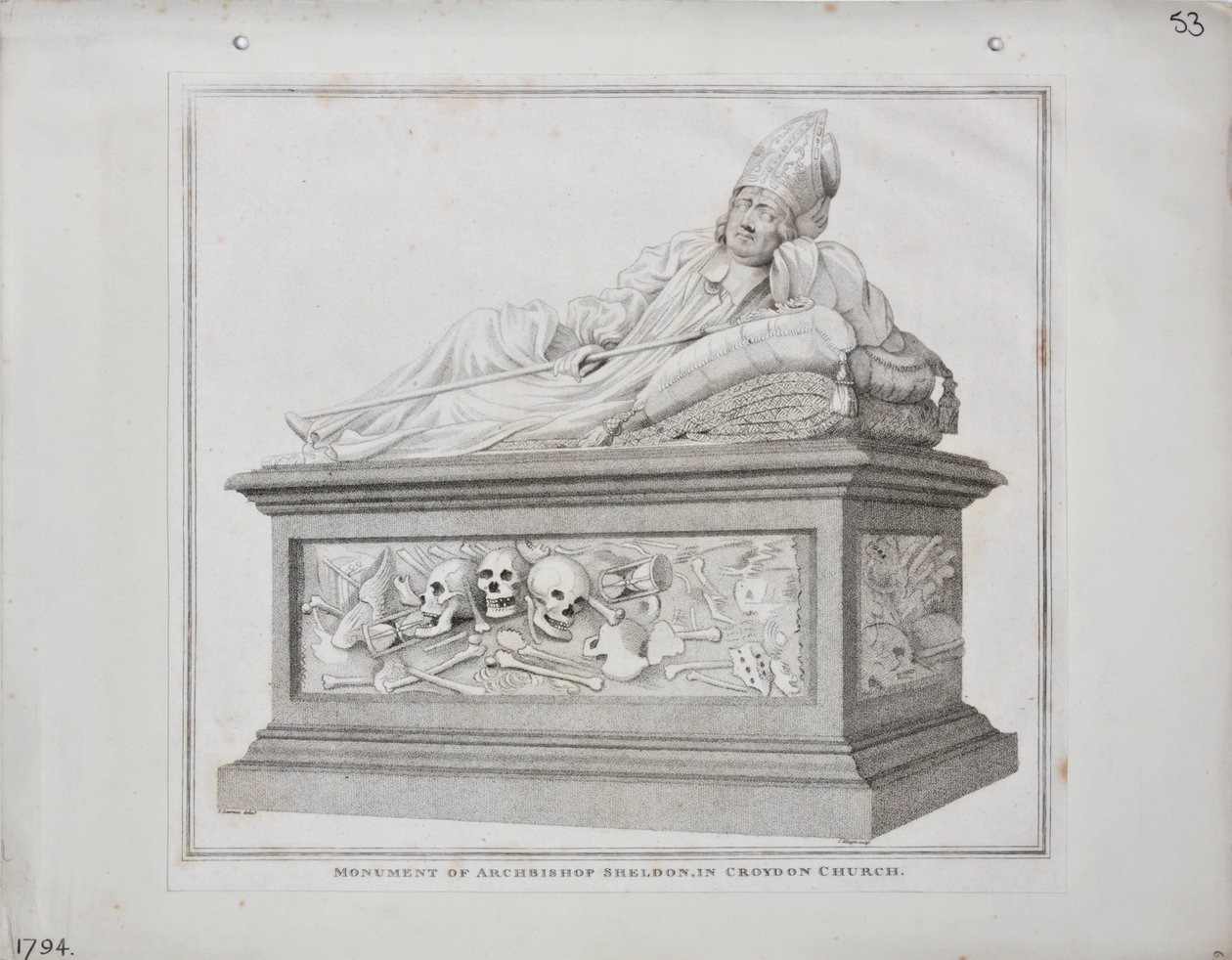Denkmal von Erzbischof Sheldon in der Kirche von Croydon, 1794 von James Edwin Cooper