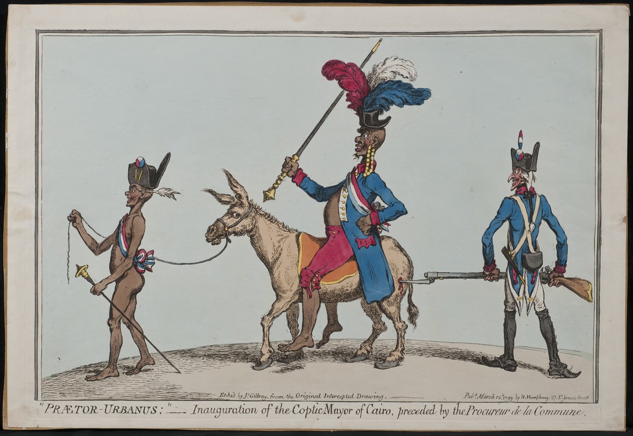 Praetor-Urbanus, Einweihung des koptischen Bürgermeisters von Kairo, vorangegangen vom Procureur De La Commune von James Gillray